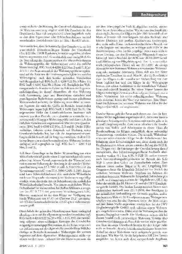 Vorschauseite 4: Körperlich behinderter ALG-II-Empfänger; Unterkunftskosten im betreuten Wohnen; volle Berücksichtigung der Pauschale für Grundserviceleistungen; Angemessenheit der Unterkunftskost…