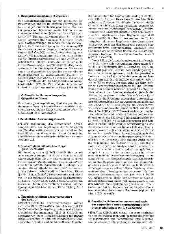 Vorschauseite 2: Gendiagnostik im Öffentlichen DienstTeil 2: Gendiagnostikgesetz und Mitbestimmung