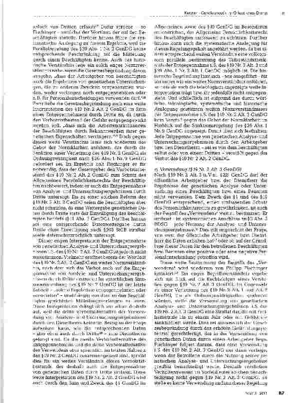 Vorschauseite 4: Gendiagnostik im Öffentlichen DienstTeil 2: Gendiagnostikgesetz und Mitbestimmung