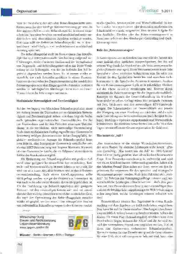 Vorschauseite 4: In Prozessen denken und optimieren eine Herausforderung für Krankenhäuser