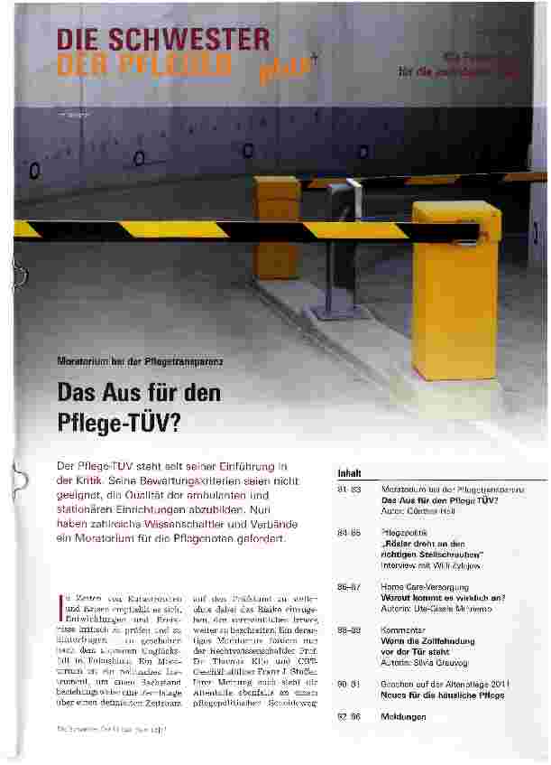 Vorschauseite 1: Das Aus für den Pflege-TÜV?