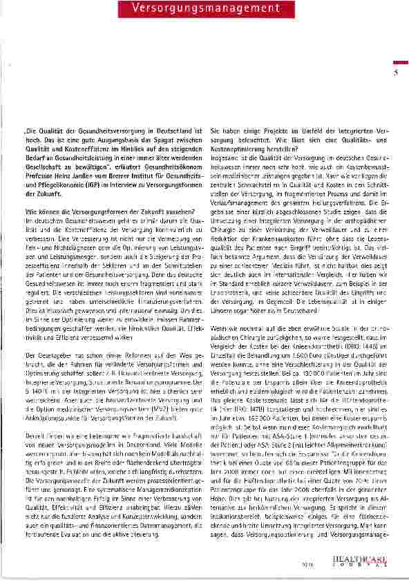 Vorschauseite 2: Versorgungsmodelle der Zukunft sind am Prozess orientiert und vernetzt