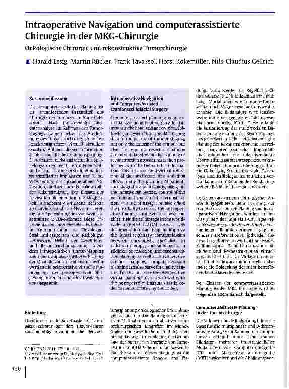 Vorschauseite 1: Intraoperative Navigation und computerassistierte Chirurgie in der MKG-Chirurgie