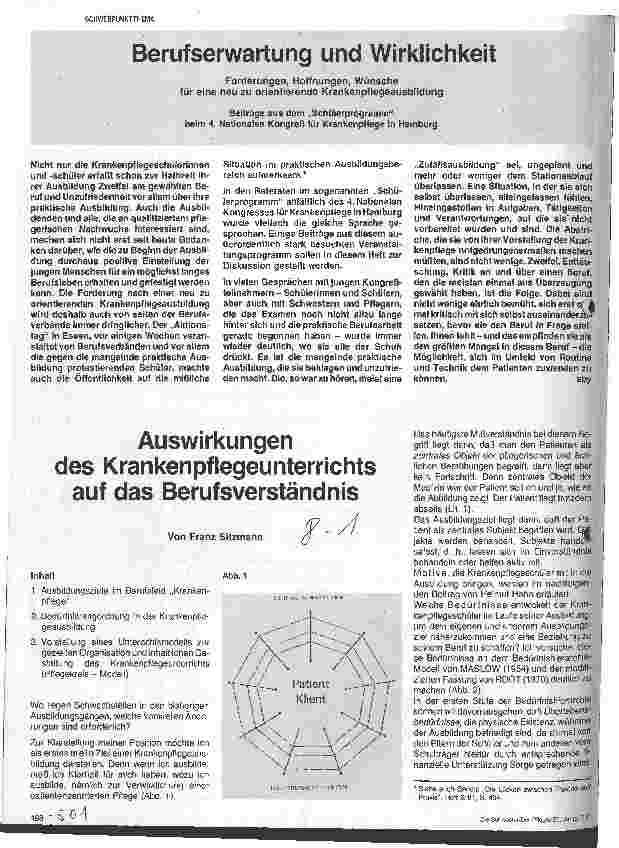 Vorschauseite 1: Auswirkungen des Krankenpflegeunterrichts auf das Berufsverständnis