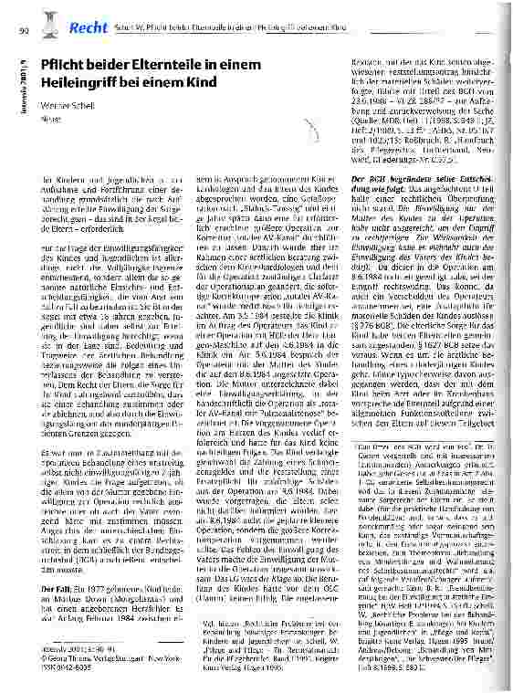 Vorschauseite 1: Pflicht beider Elternteile in einem Heileingriff bei einem Kind