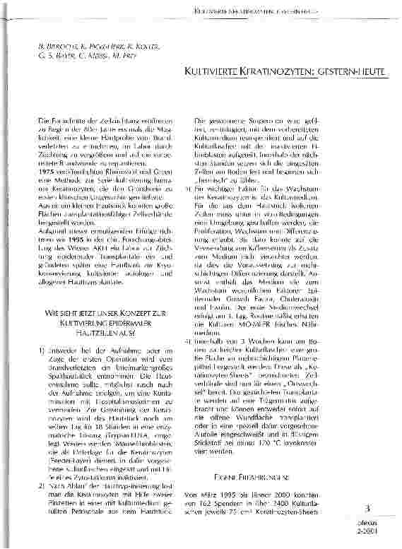 Vorschauseite 1: Kultiverte Keratinozyten: Gestern-Heute
