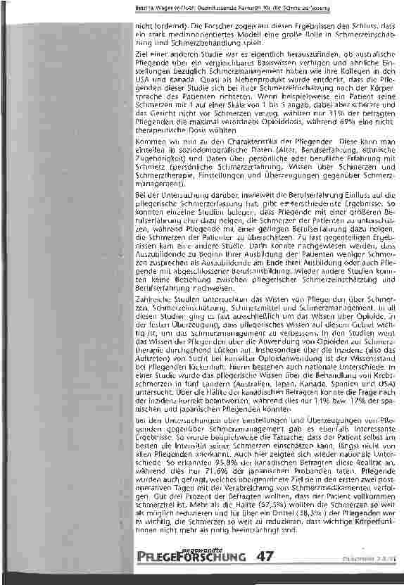 Vorschauseite 3: Beeinflussende Faktoren für die Schmerzerfassung und das Schmerzmanagement von Pflegenden Eine Literaturanalyse