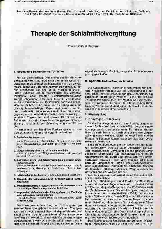 Vorschauseite 1: Therapie der Schlafmittelvergiftung