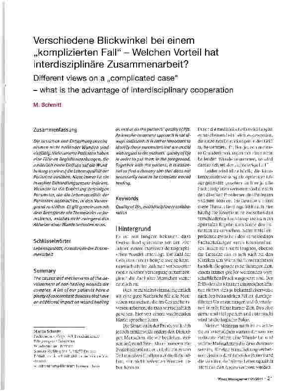 Vorschauseite 1: Verschiedene Blickwinkel bei einem „komplizierten Fall -Welchen Vorteil hat interdisziplinäre Zusammenarbeit?