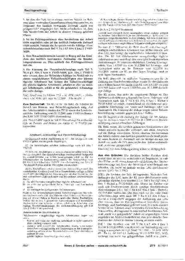 Vorschauseite 2: Theaterbetriebszulage - anteilige Zahlung -Teilzeit