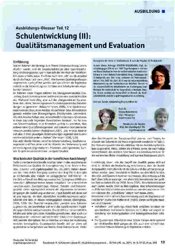 Vorschauseite 1: Ausbildungs-Glossar Teil 12 Schulentwicklung (II): Qualitätsmanagement und Evaluation