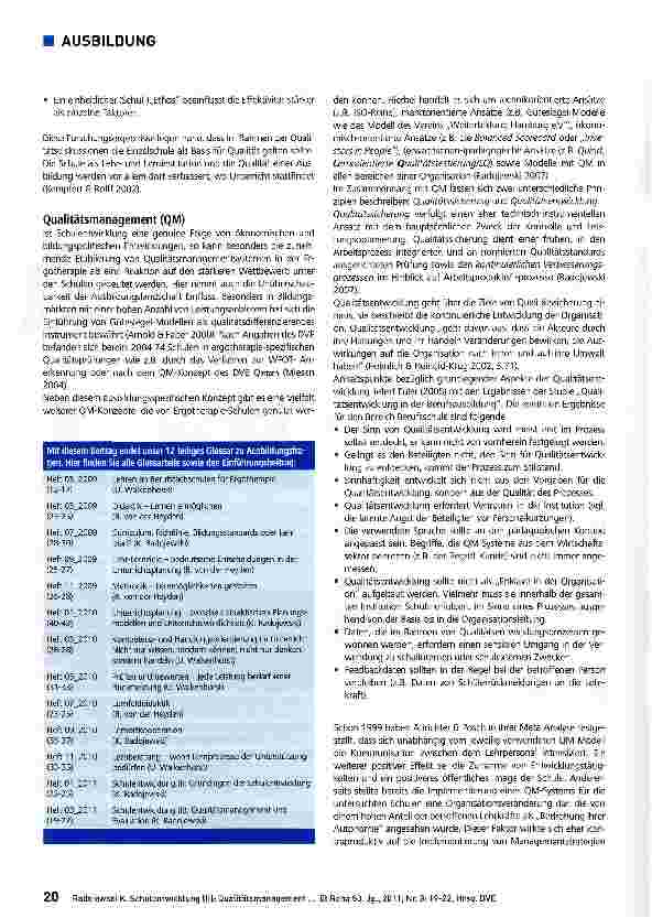 Vorschauseite 2: Ausbildungs-Glossar Teil 12 Schulentwicklung (II): Qualitätsmanagement und Evaluation
