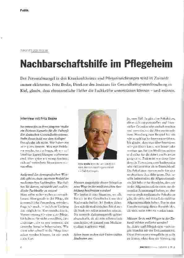 Vorschauseite 1: Nachbarschaftshilfe im Pflegeheim