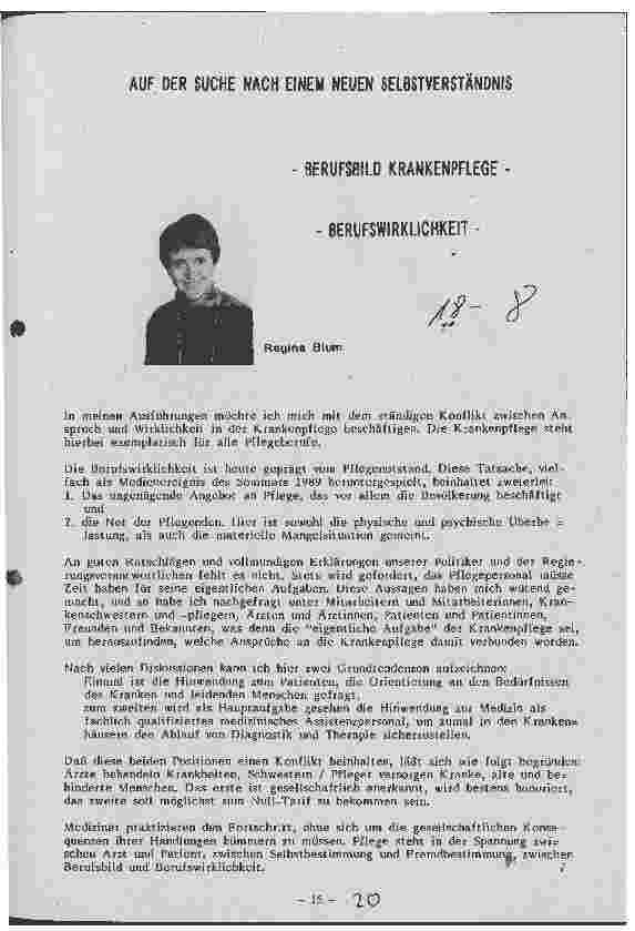 Vorschauseite 1: Auf der Suche nach einem neuen Selbstverständnis - Berufsbild Krankenpflege - Berufswirklichkeit