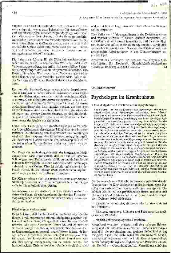 Vorschauseite 1: Psychologen im Krankenhaus