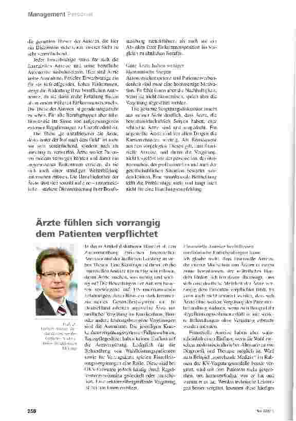 Vorschauseite 1: Ärzte fühlen sich vorrangig dem Patienten verpflichtet