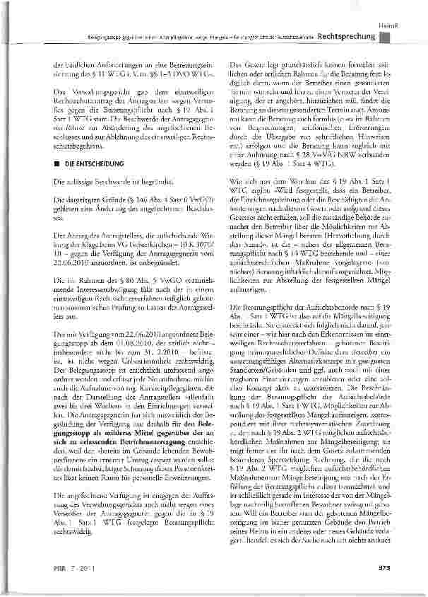 Vorschauseite 2: Belegungsstopp gegenüber einem Altenpflegeheim wegen Mängeln - Beratungspflicht der Aufsichtsbehörde