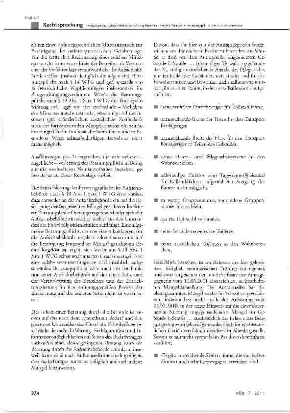 Vorschauseite 3: Belegungsstopp gegenüber einem Altenpflegeheim wegen Mängeln - Beratungspflicht der Aufsichtsbehörde