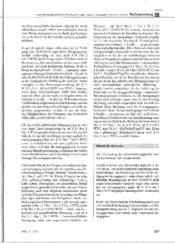 Vorschauseite 6: Belegungsstopp gegenüber einem Altenpflegeheim wegen Mängeln - Beratungspflicht der Aufsichtsbehörde