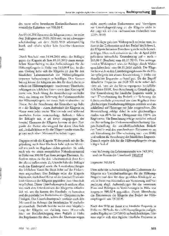 Vorschauseite 2: Kosten der Eingliederungshilfe bei vollstationärer HeimunterbringungSCB XII § 19 Abs. 3, § 92 Abs. 1 Satz 1 und 2, § 92 Abs. 2 Satz 1 Nr. 2 und Satz 3; BGB § 1360a Abs. 1