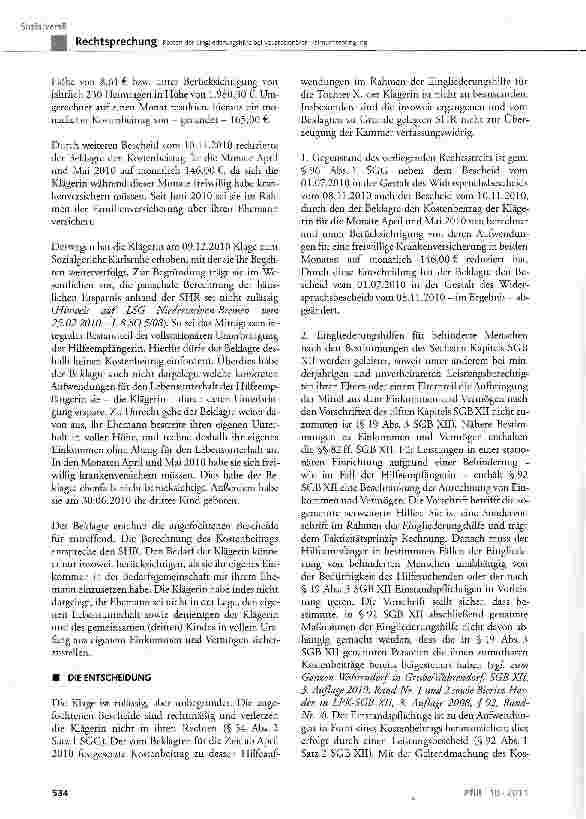 Vorschauseite 3: Kosten der Eingliederungshilfe bei vollstationärer HeimunterbringungSCB XII § 19 Abs. 3, § 92 Abs. 1 Satz 1 und 2, § 92 Abs. 2 Satz 1 Nr. 2 und Satz 3; BGB § 1360a Abs. 1
