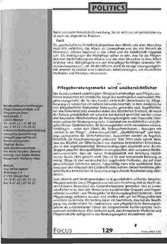 Vorschauseite 2: ...ist die Not der Alten doch unsere Not Gedanken zur Altenpflege