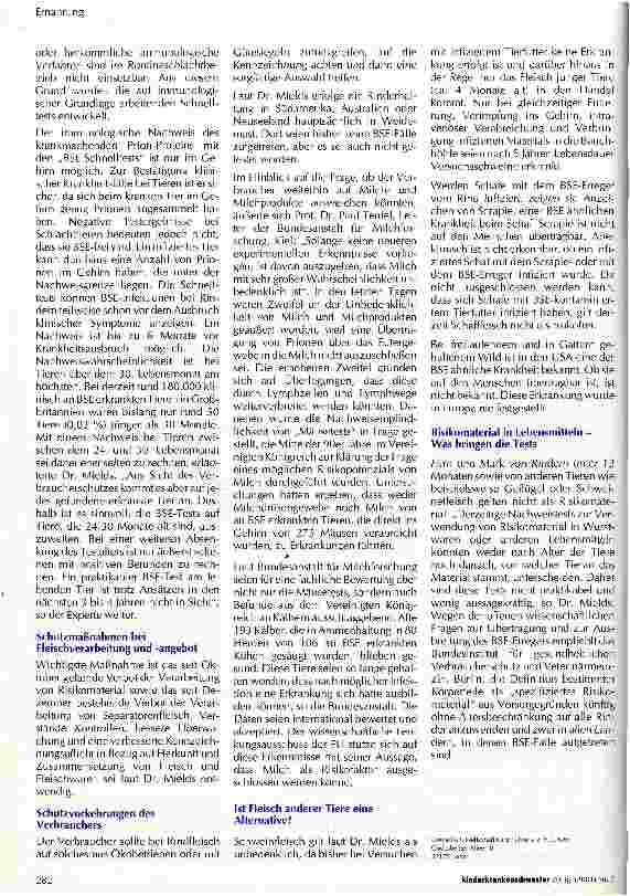 Vorschauseite 2: Rinderwahnsinn BSE - eine aktuelle Bastandsaufnahme