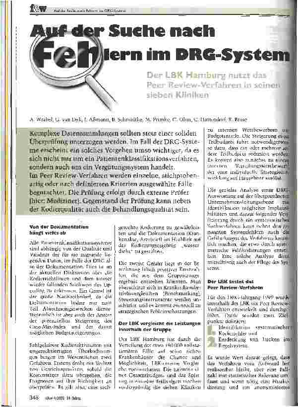 Vorschauseite 1: Auf der Suche nach Fehlern im DRG-System