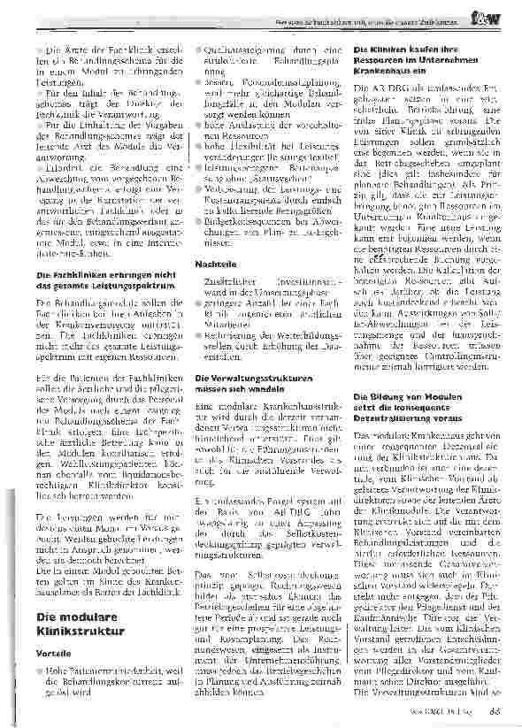 Vorschauseite 4: Wer seine Zukunft sichern will, muss die eigenen Ziele kennen. Das modulare Krankenhaus mit seinen selbständigen Einheiten schafft beste medizinische Versorgung durch zufriedenes…