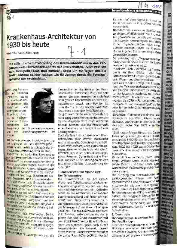 Vorschauseite 1: Krankenhaus-Architektur von 1930 bis heute