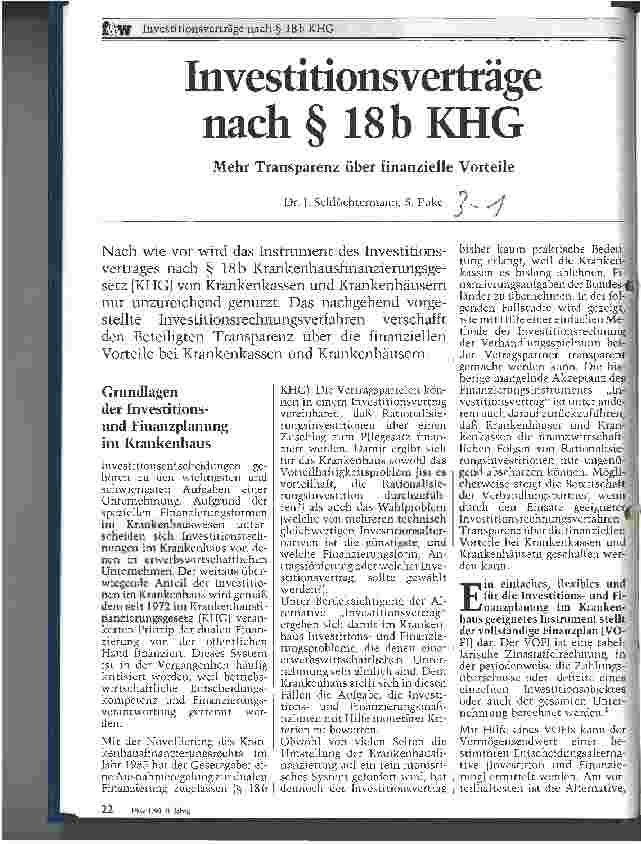Vorschauseite 1: Investitionsverträge nach Paragraph 18b KHG Mehr Transparenz über finanzielle Vorteile