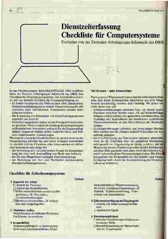 Vorschauseite 1: Dienstzeiterfassung - Checkliste für Computersysteme