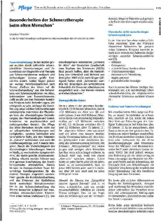 Vorschauseite 1: Besonderheiten der Schmerztherapie beim alten Menschen