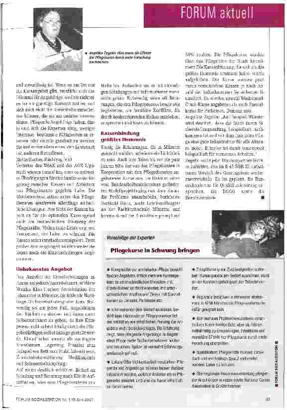 Vorschauseite 2: Pflegekurse: Raus aus der Sackgasse Experten aus Praxis und Wissenschaft ergreifen die Initiative