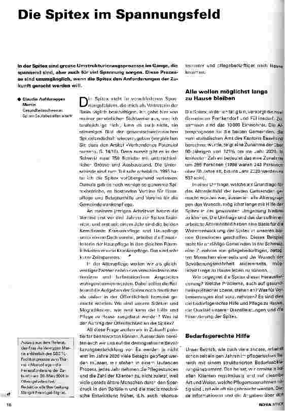 Vorschauseite 1: Die Spitex im Spannungsfeld