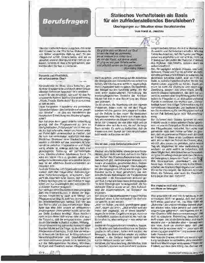 Vorschauseite 1: Statisches Verhaftetsein als Basis für ein zufriedenstellendes Berufsleben? - Überlegungen zur Situation eines Berufsstandes