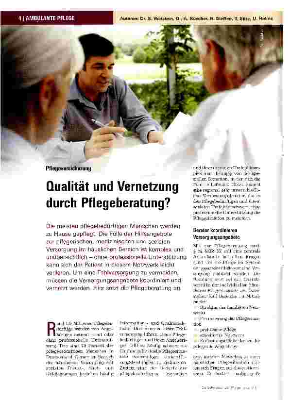 Vorschauseite 1: PflegeversicherungQualität und Vernetzung durch Pflegeberatung?