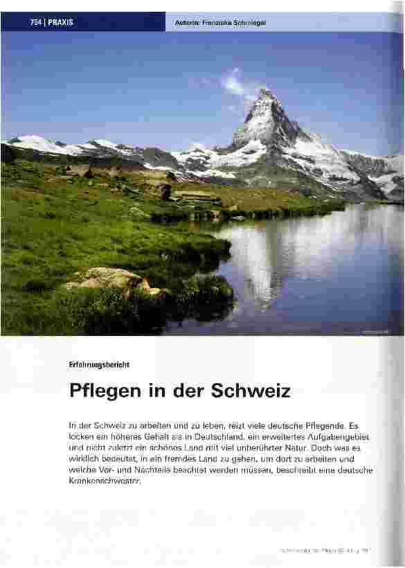 Vorschauseite 1: Pflegen in der Schweiz