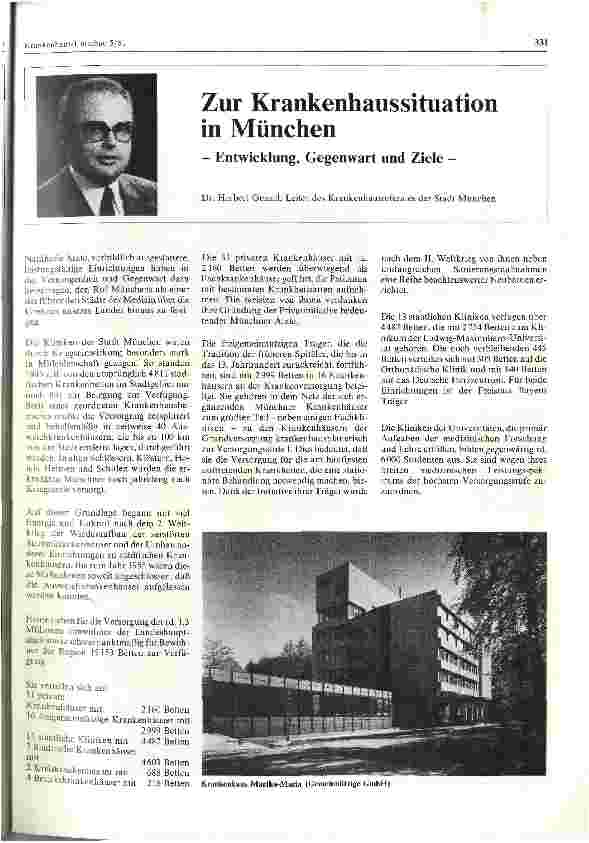 Vorschauseite 1: Zur Krankenhaussituation in München