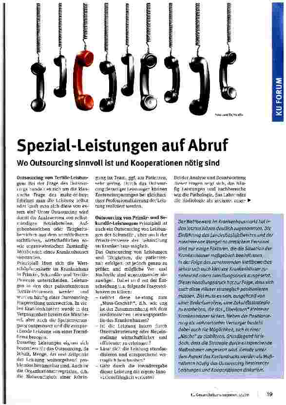 Vorschauseite 1: Spezial- Leistungen auf AbrufWo Outsourcing sinnvoll ist und Kooperationen nötig sind