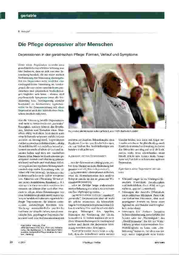 Vorschauseite 1: Die Pflege depressiver alter Menschen