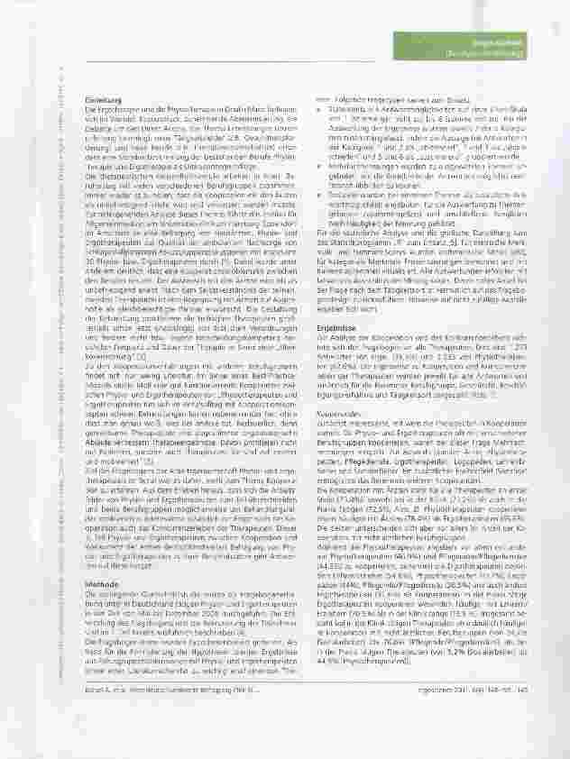 Vorschauseite 2: Erste deutschlandweite Befragung von Physiound Ergotherapeuten zur Berufssituation. Teil 3: Physiound Ergotherapeuten zwischen Kooperation und Konkurrenz