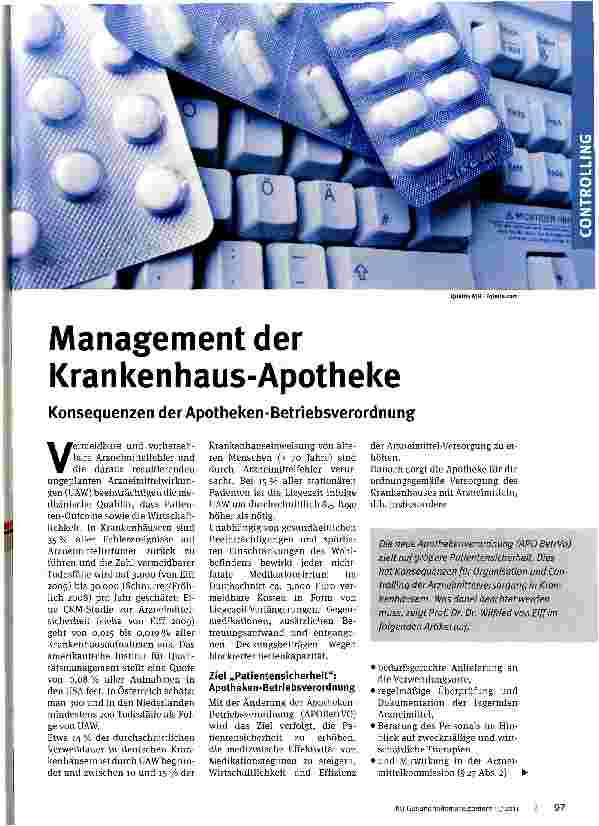 Vorschauseite 1: Management der Krankenhaus-Apotheke