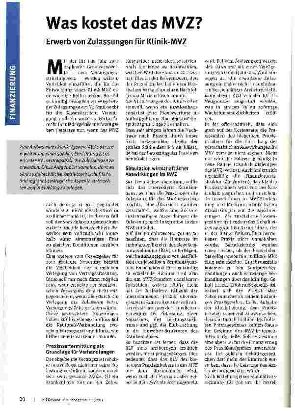 Vorschauseite 1: Was kostet das MVZ?