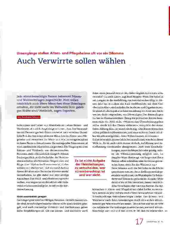 Vorschauseite 1: Auch Verwirrte sollen wählen