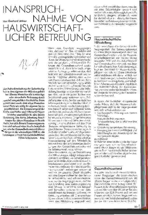 Vorschauseite 1: Inanspruchnahme von hauswirtschaftlicher Betreuung