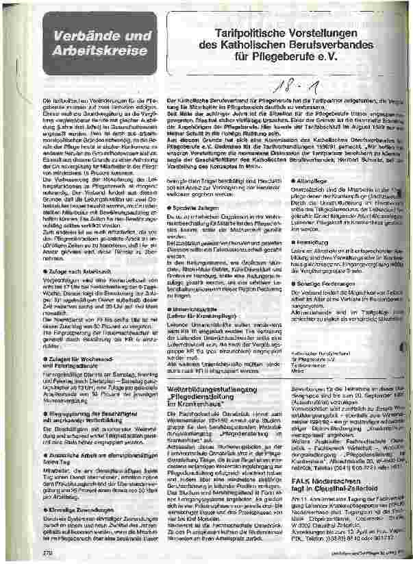 Vorschauseite 1: Tarifpolitische Vorstellungen des Katholischen Berufsverbandes für Krankenpflegeberufe e.V.
