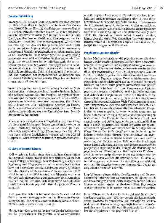Vorschauseite 5: Peter Nolans A History of Mental Health Nursing und Anmerkungen zur deutschen Pflegegeschichte