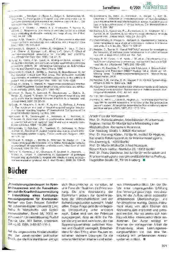 Vorschauseite 5: Ist die Surveillance von Krankenhausinfektionen sinnvoll und kosteneffektiv?