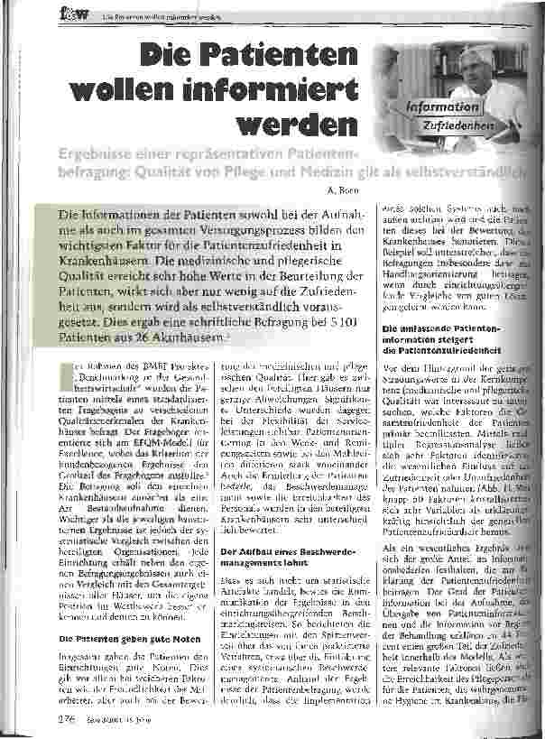 Vorschauseite 1: Die Patienten wollen informiert werden